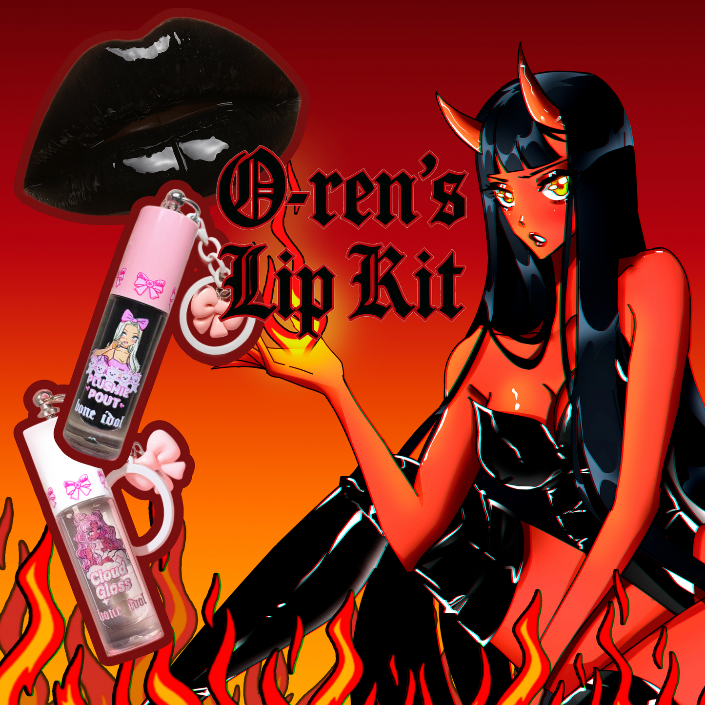 O-ren's lip kit (lipstick + lipgloss)
