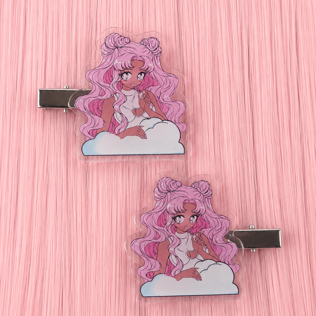 BONE IDOL HAIR CLIPS - KAWAII ANIME STYLE PAIR OF HAIR CLIPS FOR MAKEUP