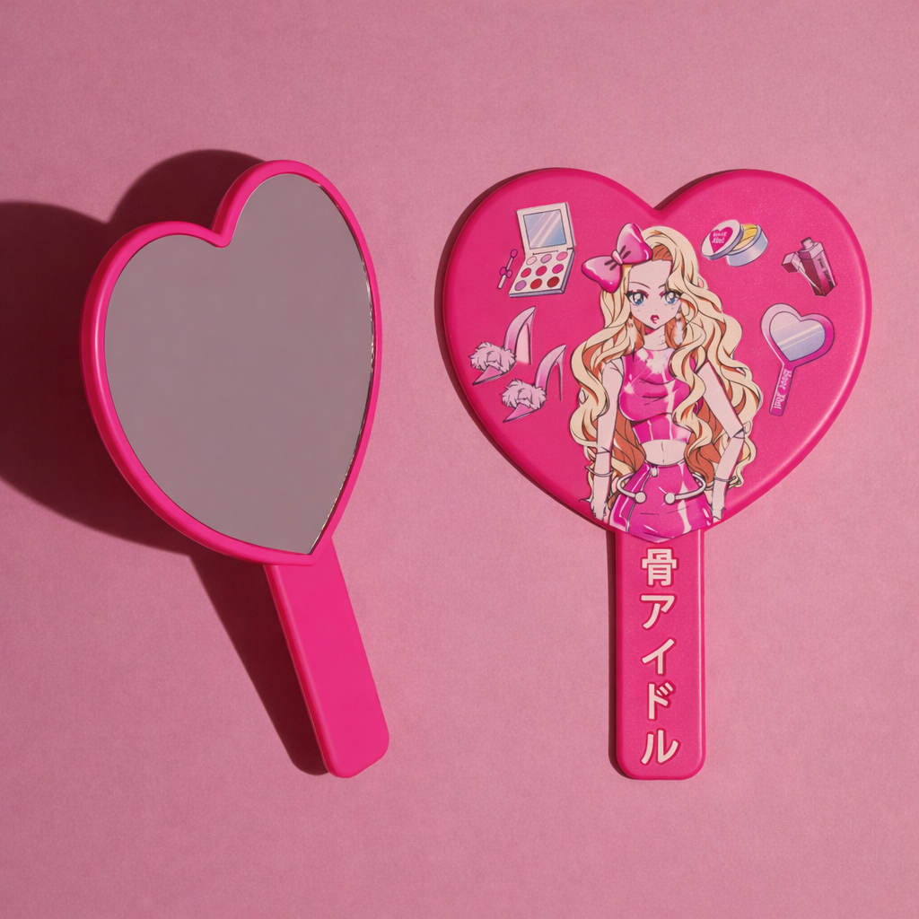 BONE IDOL HEART SHAPED ANIME PRINT HAND MIRROR - MULTIPLE DESIGNS!