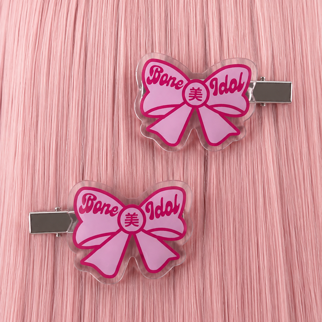 BONE IDOL HAIR CLIPS - KAWAII ANIME STYLE PAIR OF HAIR CLIPS FOR MAKEUP