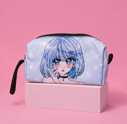 KAWAII MAKEUP BAG - ANIME PRINT ZIP CLOSURE MAKEUP BAG