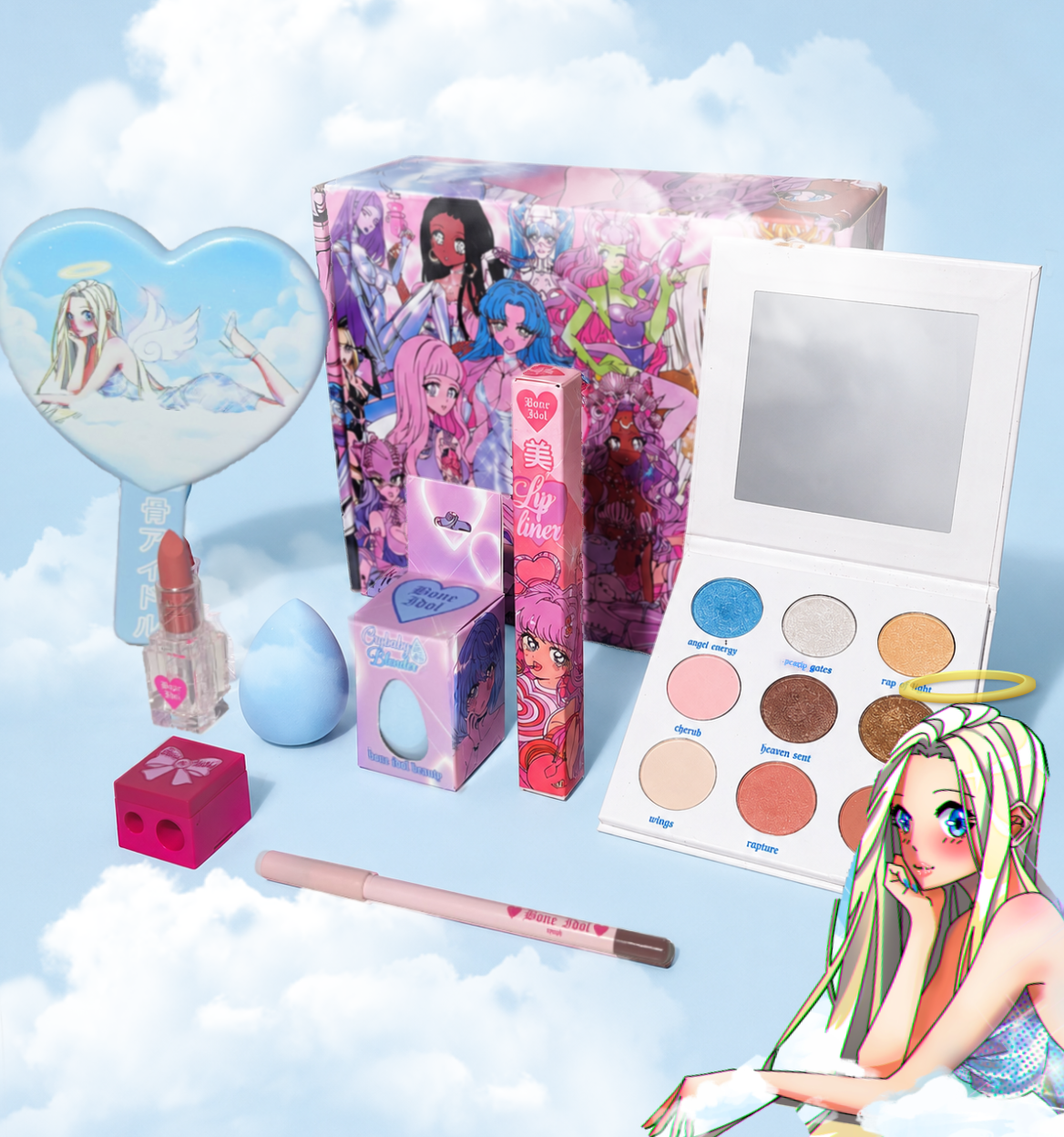 ANGEL ENERGY BUNDLE - ANIME THEMED SOFT GLAM STYLE MAKEUP AND ACCESSORY BUNDLE
