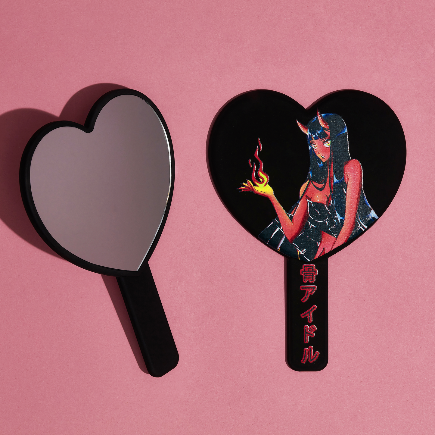 BONE IDOL HEART SHAPED ANIME PRINT HAND MIRROR - MULTIPLE DESIGNS!