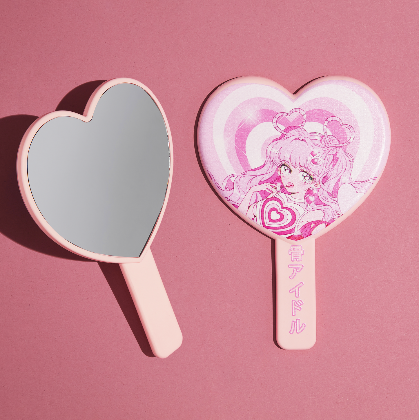 BONE IDOL HEART SHAPED ANIME PRINT HAND MIRROR - MULTIPLE DESIGNS!