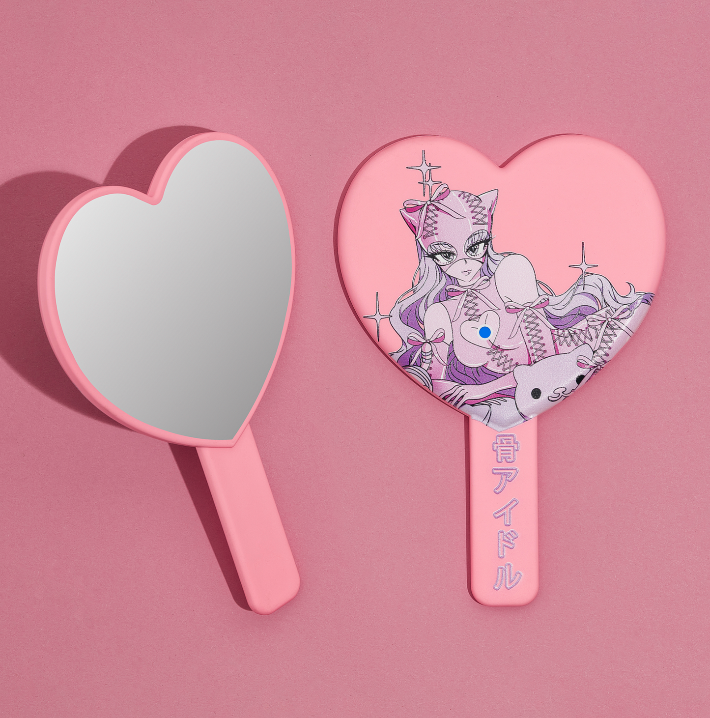 BONE IDOL HEART SHAPED ANIME PRINT HAND MIRROR - MULTIPLE DESIGNS!