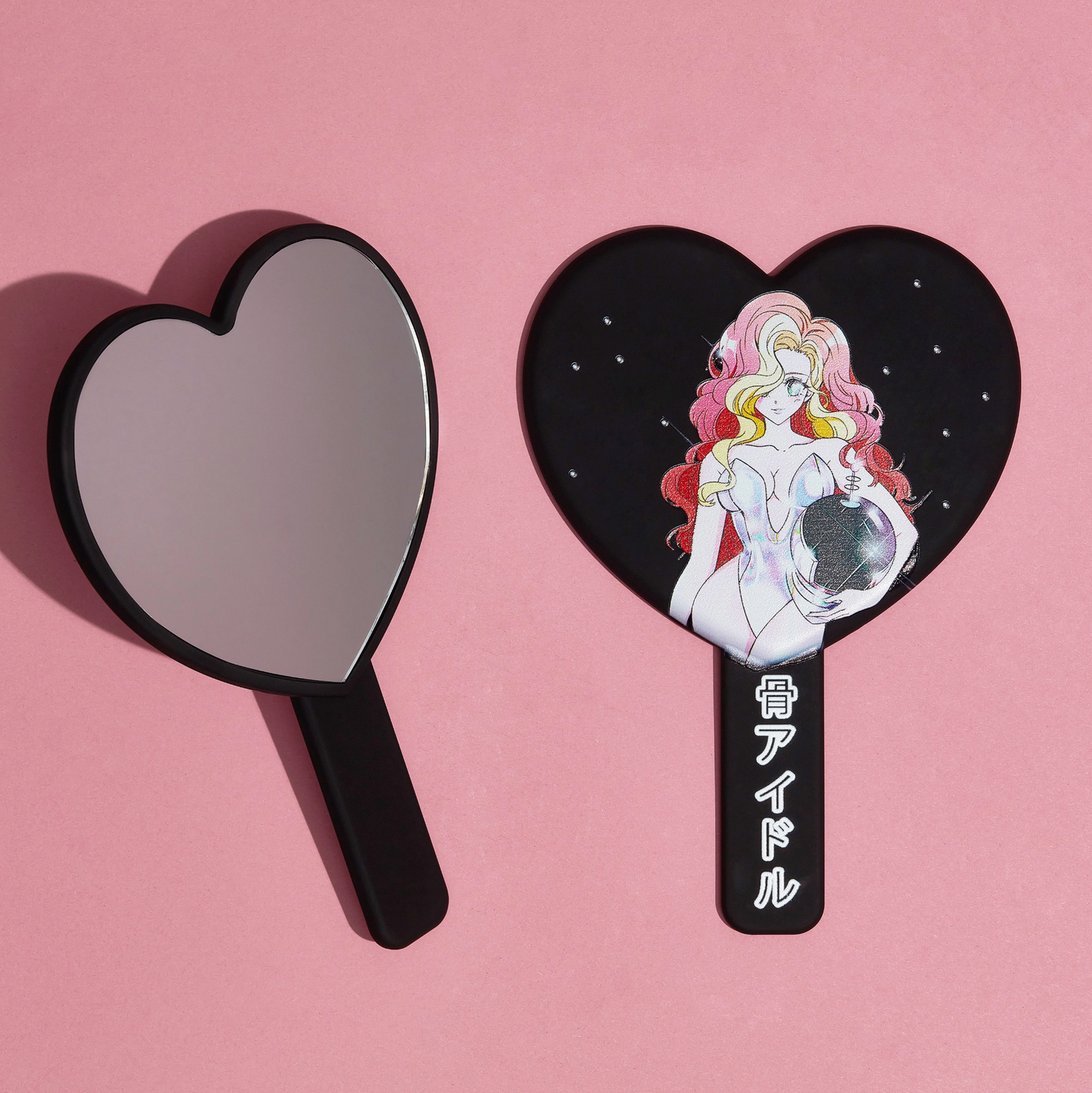 BONE IDOL HEART SHAPED ANIME PRINT HAND MIRROR - MULTIPLE DESIGNS!