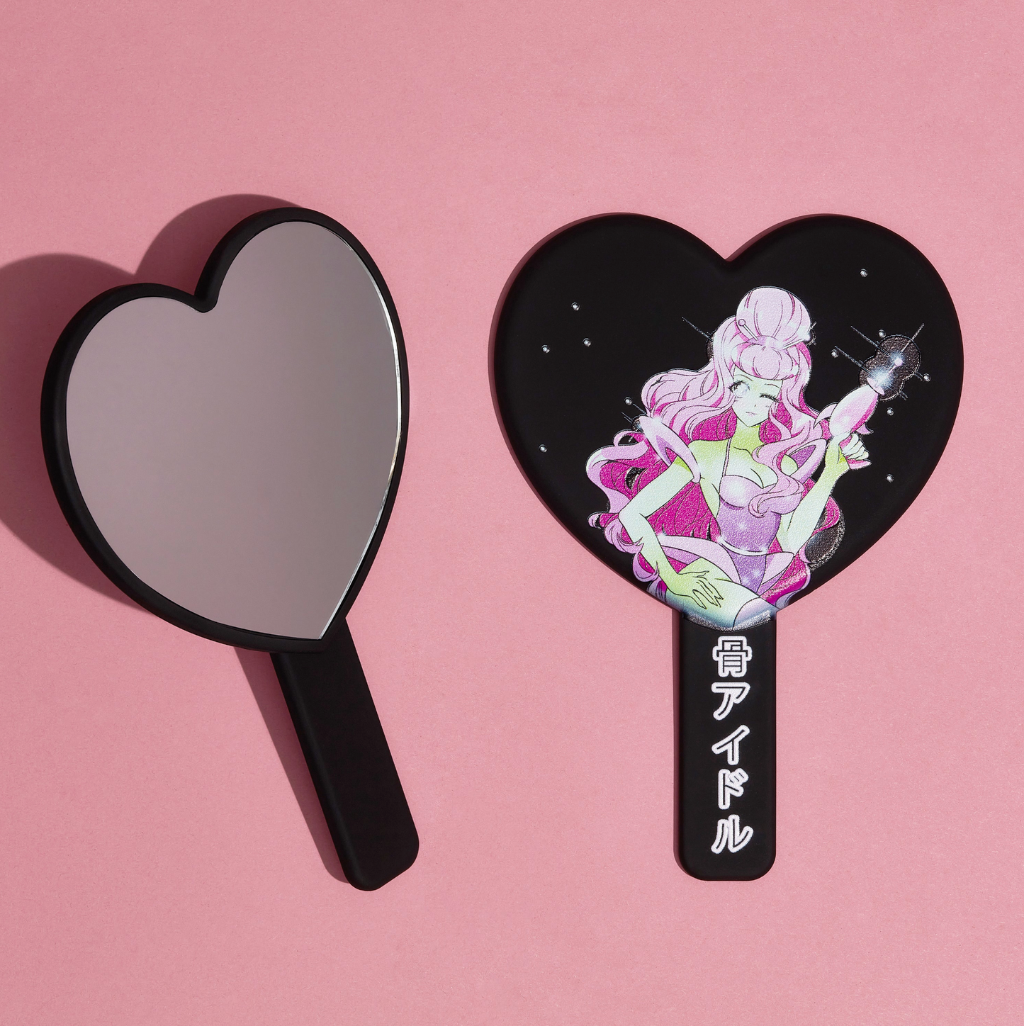 BONE IDOL HEART SHAPED ANIME PRINT HAND MIRROR - MULTIPLE DESIGNS!