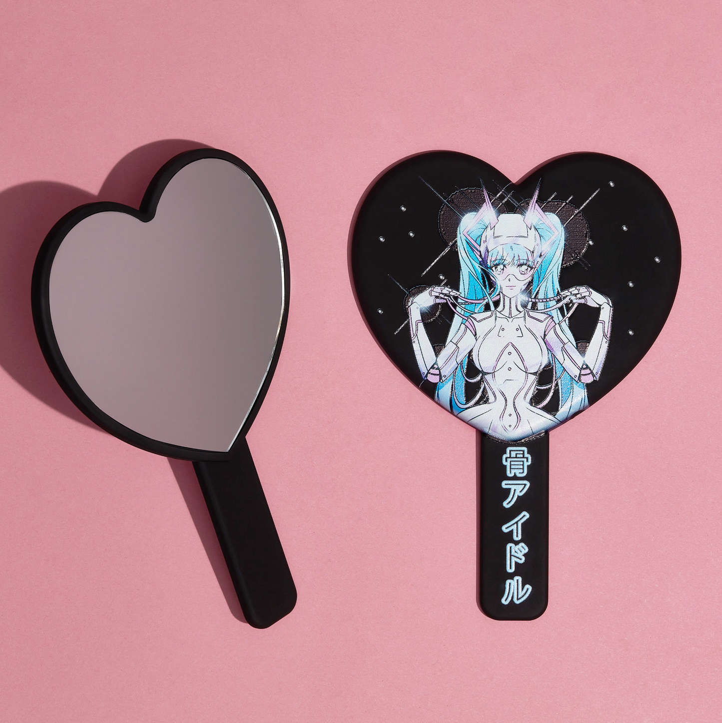 BONE IDOL HEART SHAPED ANIME PRINT HAND MIRROR - MULTIPLE DESIGNS!