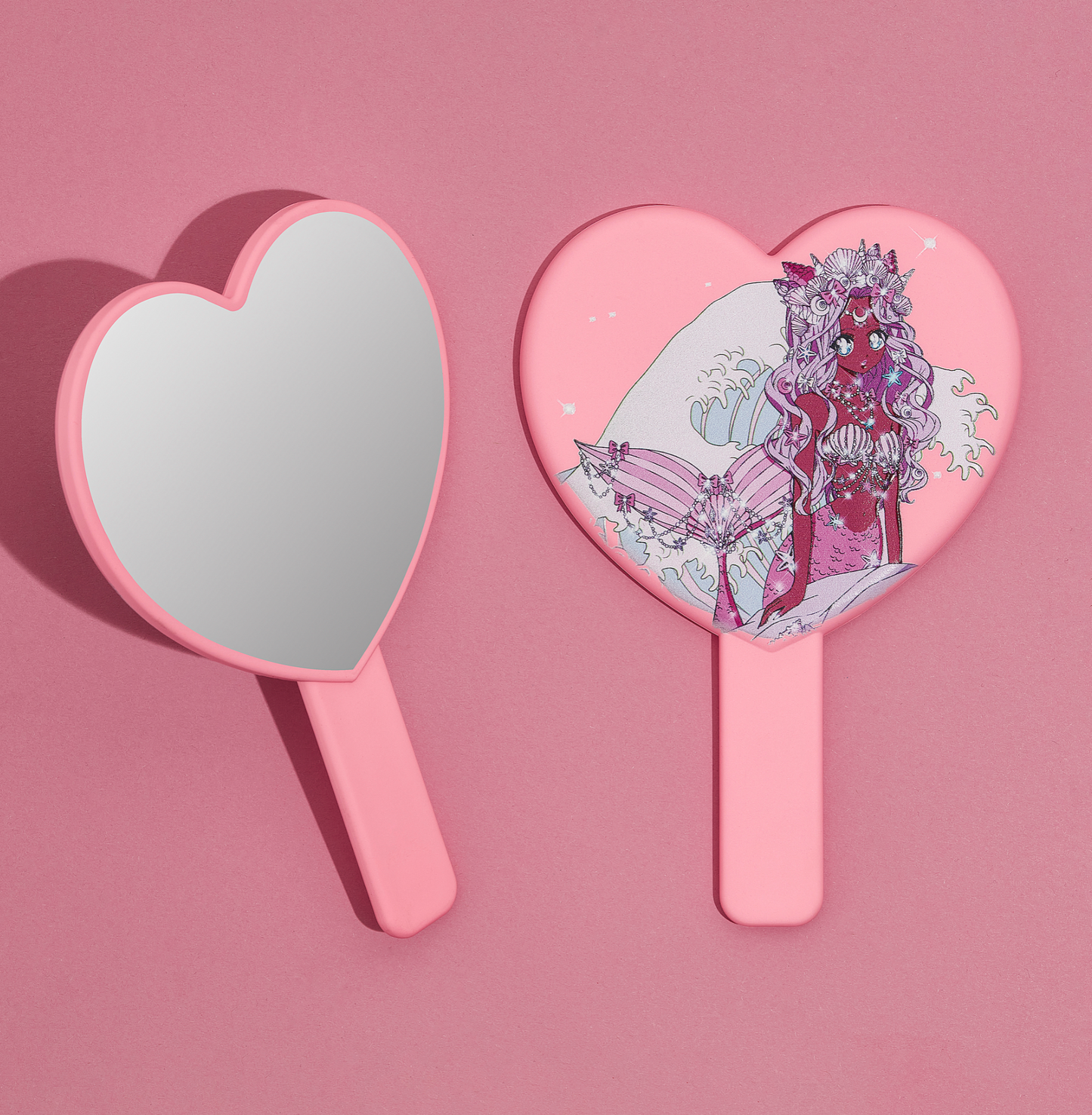 BONE IDOL HEART SHAPED ANIME PRINT HAND MIRROR - MULTIPLE DESIGNS!
