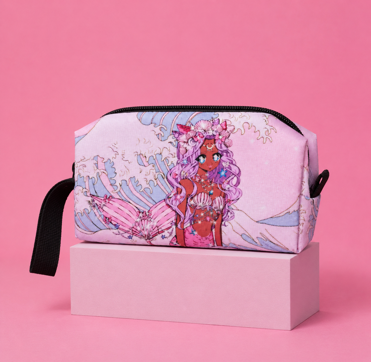 KAWAII MAKEUP BAG - ANIME PRINT ZIP CLOSURE MAKEUP BAG