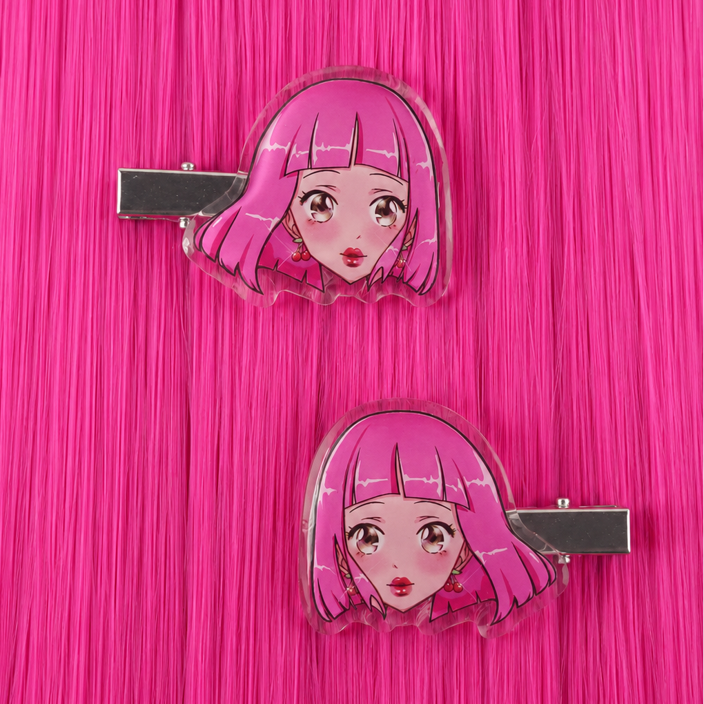 BONE IDOL HAIR CLIPS - KAWAII ANIME STYLE PAIR OF HAIR CLIPS FOR MAKEUP