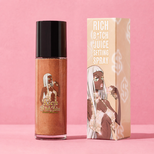 RICH B*TCH JUICE GOLDEN SHIMMER SETTING SPRAY - ANIME THEMED GOLDEN GLOW GLITTER SPRAY FOR FACE & BODY