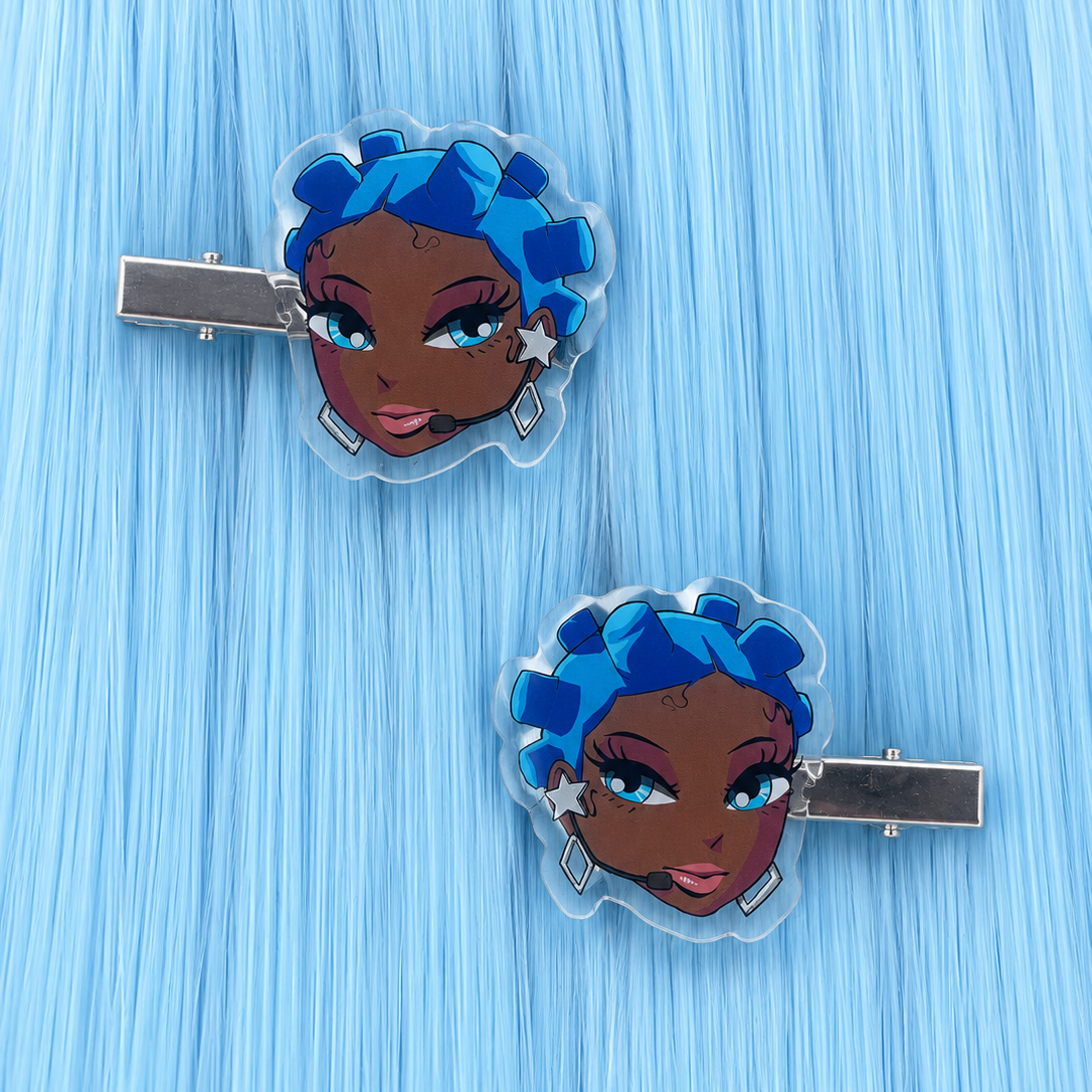 BONE IDOL HAIR CLIPS - KAWAII ANIME STYLE PAIR OF HAIR CLIPS FOR MAKEUP