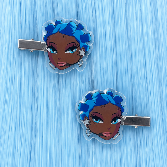 BONE IDOL HAIR CLIPS - KAWAII ANIME STYLE PAIR OF HAIR CLIPS FOR MAKEUP